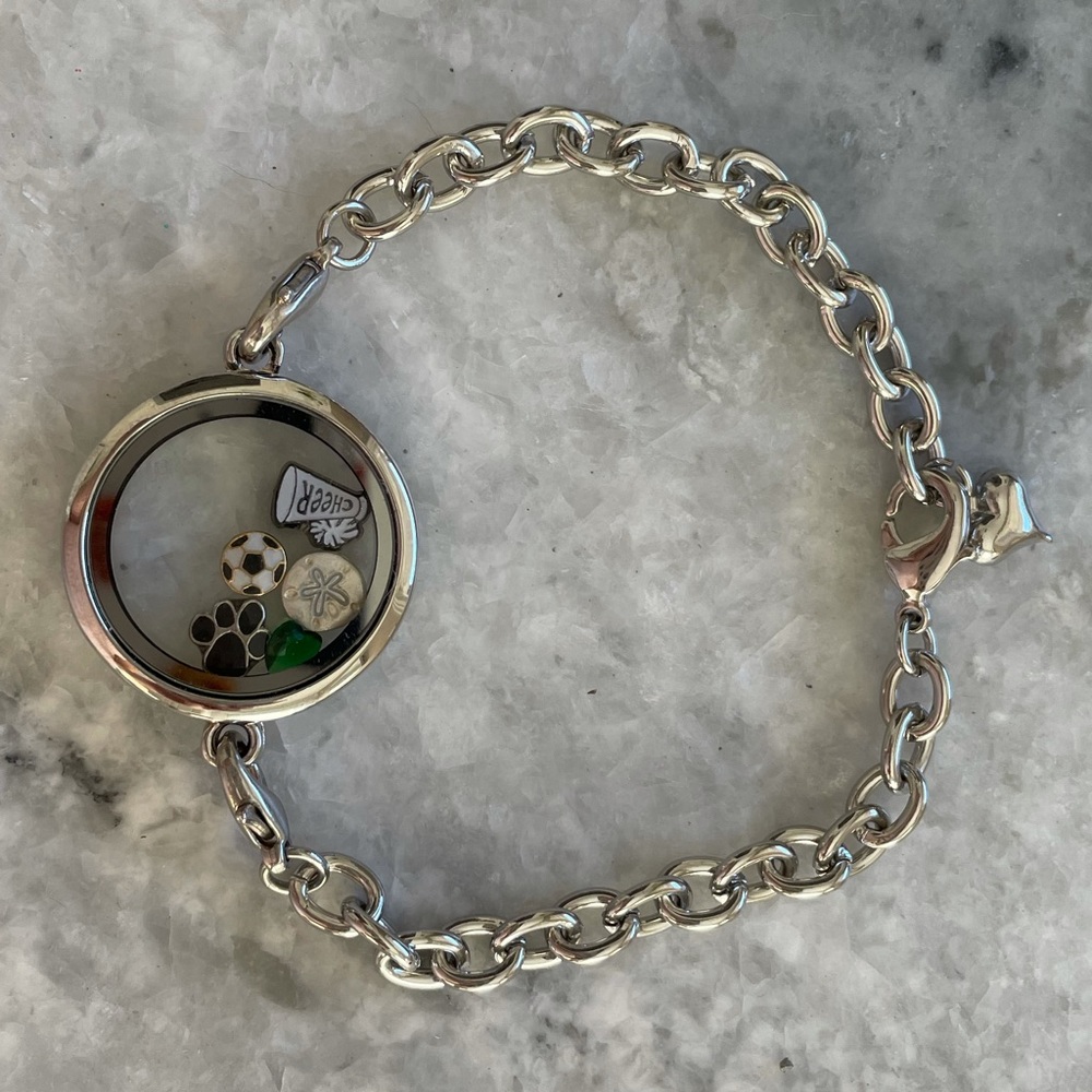 Glass Floating Charm Stainless Steal Locket Bracelet